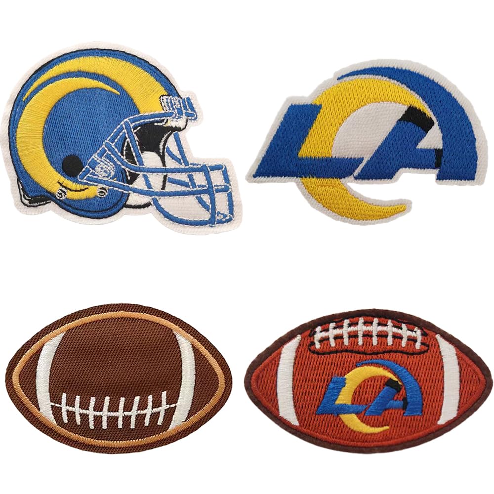 Photo 1 of Deokdam 4PCS Rugby Fans Favorite Team Logo and Helmet Logo Iron On Patches Embroidery Applique for Clothes, Dress, Hat, Jeans, DIY Accessories