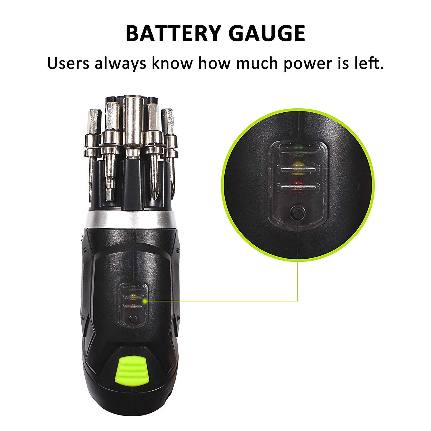 Hawkforce 3.6 Volt Rechargeable Cordless Electric Screwdriver Set 2 Adjustable Position Handle, 2 Phillips, 2 Flathead, 2 Hex Bits and Front LED Light with Bubble Level Fit for Newbies, Experienced