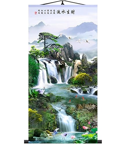 Amazon.com: Zzooi Chinese Landscape Mountain Waterfall Wall Art
