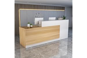 ZXLBTNB Reception Counter Desk, Front Counter Desk with Lockable Drawers, Modern Retail Counter, Wooden Computer Desk Reception Table, for Checkout Office/Beauty Salon/Lobby 140x60x100cm C-Left