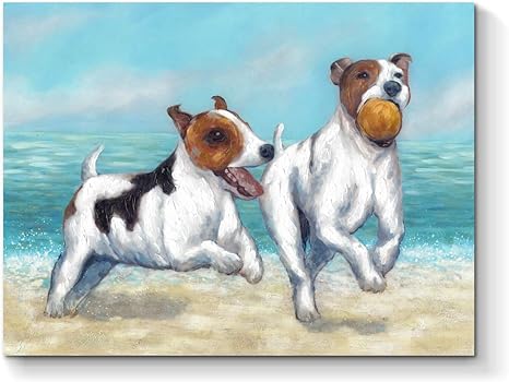 Amazon 抽象的な犬のアートワーク 動物絵 かわいいペット絵画 子犬 ウォールアートプリント 赤ちゃんの部屋用キャンバス 24インチ 18インチ 1パネル アートフレーム ポスター オンライン通販