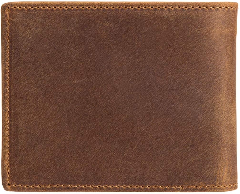 SHINING KIDS Retro Crazy Horse Leather Multifunction Wallet Short Bi-fold Wallets Large Capacity Card Holder for Men