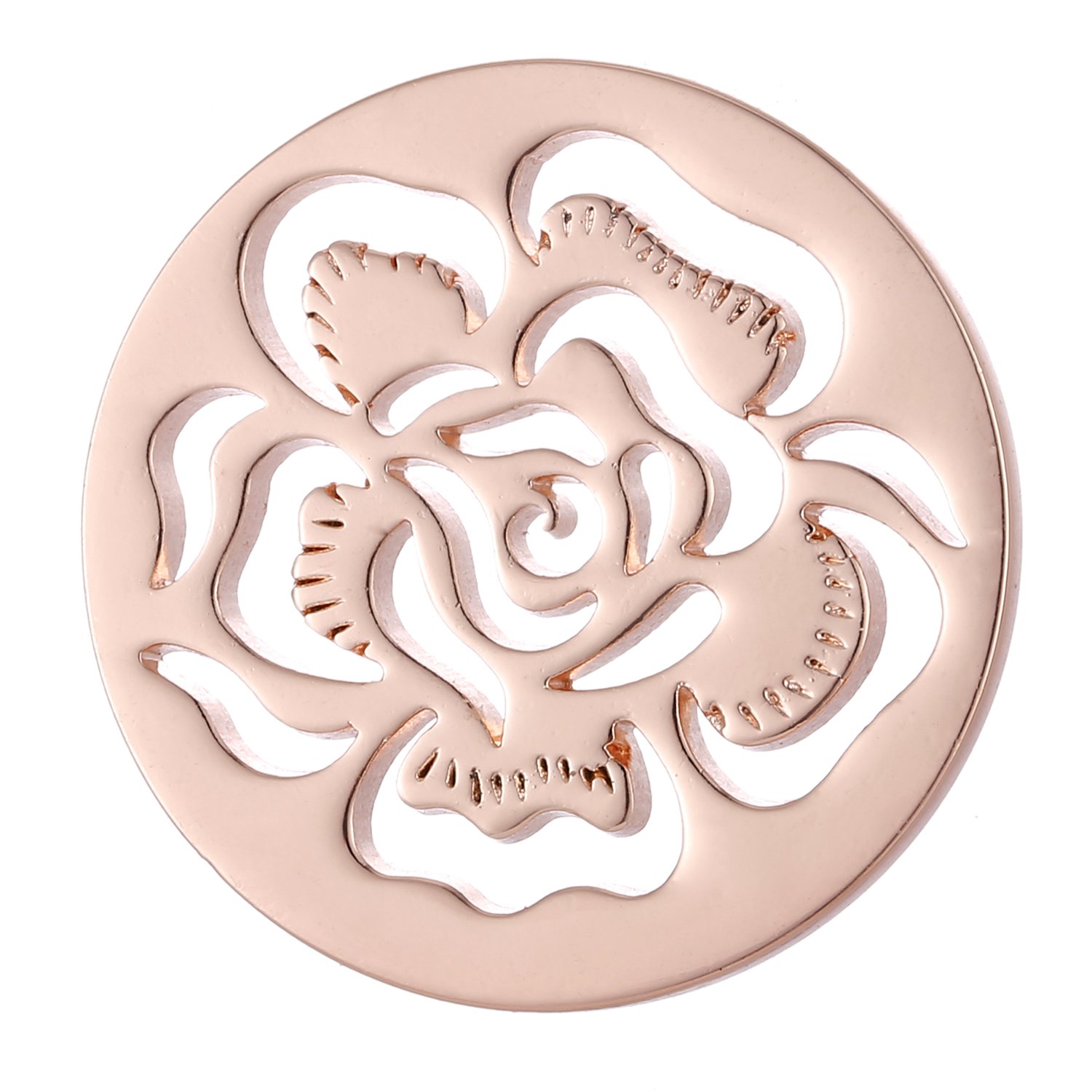 Morella Women's Coin Pendant 33 mm 13" Sea of Blossoms – Rose Gold