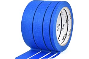 DOAY 4 Pack Painters Tape - Masking Tape 0.25", 0.50", 0.75", 1" Wide - Multi-Surface, Smart Adhesion, Multi-Size Pack - 360FT Total - Paint Tape for DIY, Labeling, Art, Car (#3910) (Blue)