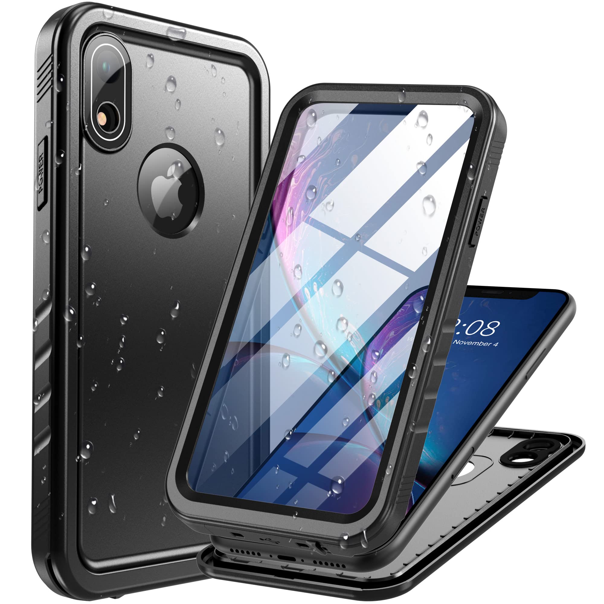 Photo 1 of Cozycase Waterproof Case for iPhone XR, Shockproof Full-Body Rugged Bumper Case with Built-in Screen Protector for Apple iPhone XR 6.1 Inch 2018 Release -(Black)