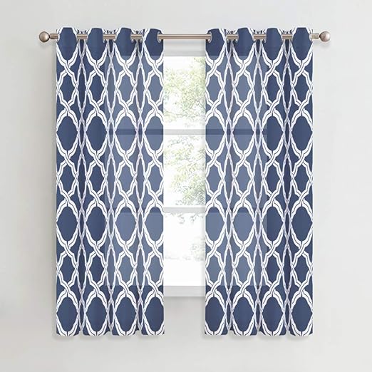 Kgorge Faux Linen Blend Textured Sheer Curtains With Print