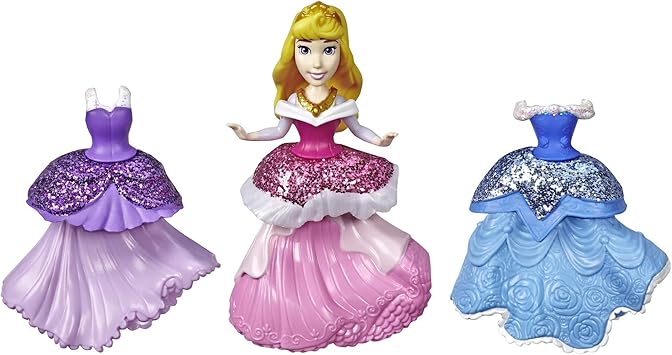 Disney Princess Aurora Collectible Doll with 3 Glittery One-Clip Dresses, Royal Clips Fashion Toy Doll for 3 Year Old and Up