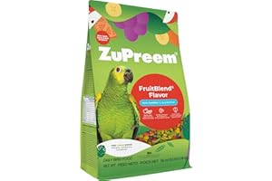 ZuPreem FruitBlend Bird Pellets, Daily Bird Food for Amazon, Cockatoo, Macaw, Core Nutrition for Large Birds, Made in USA, Pellets for Large Birds, Macaw Food (L, 3.5 lbs)