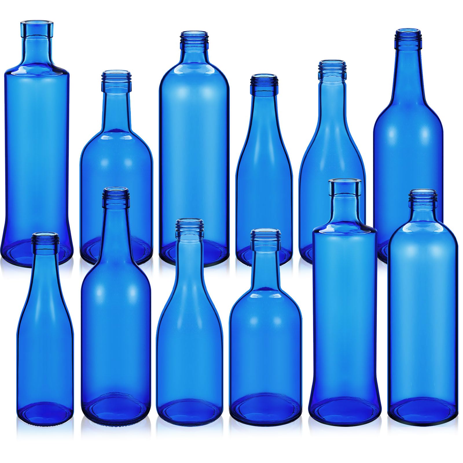 Photo 1 of Zhehao 12 Pcs Colored Glass Bottles Colorful Empty Wine Bottles Decorative Glass Bottle for Bottle Tree Garden Yard Outdoor Home Decor(Dark Blue,Cylinder)