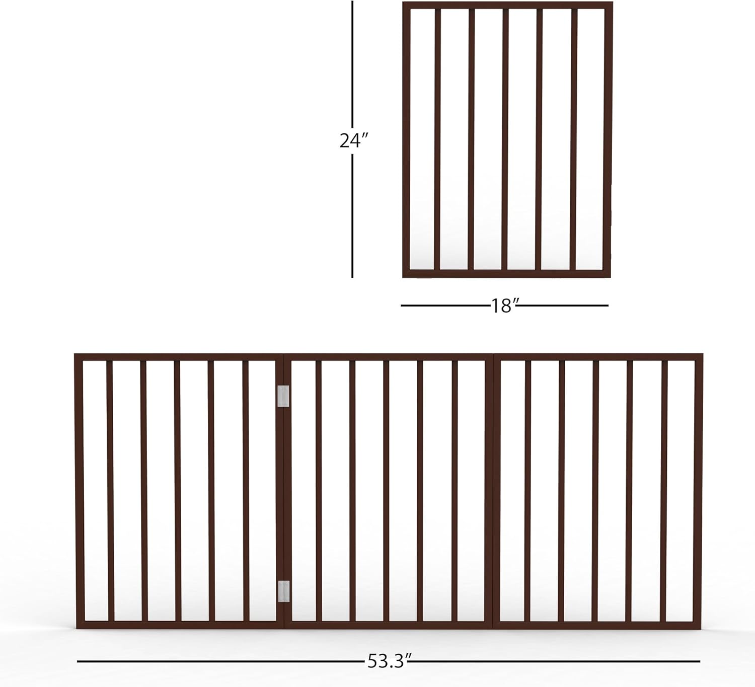 Foldable, Free-Standing Wooden Pet Gate- Light Weight, Indoor Barrier for Small Dogs / Cats by PETMAKER- 24 Inch, Dark Brown, Step Over Doorway Fence : Industrial & Scientific