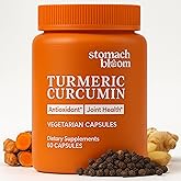 StomachBloom® Turmeric Curcumin with Ginger, Boswellia & Black Pepper | 100% Bioavailable, Patented Micronized Turmeric, Enhanced Absorption | Gut + Joint Support Supplement, 60 Count