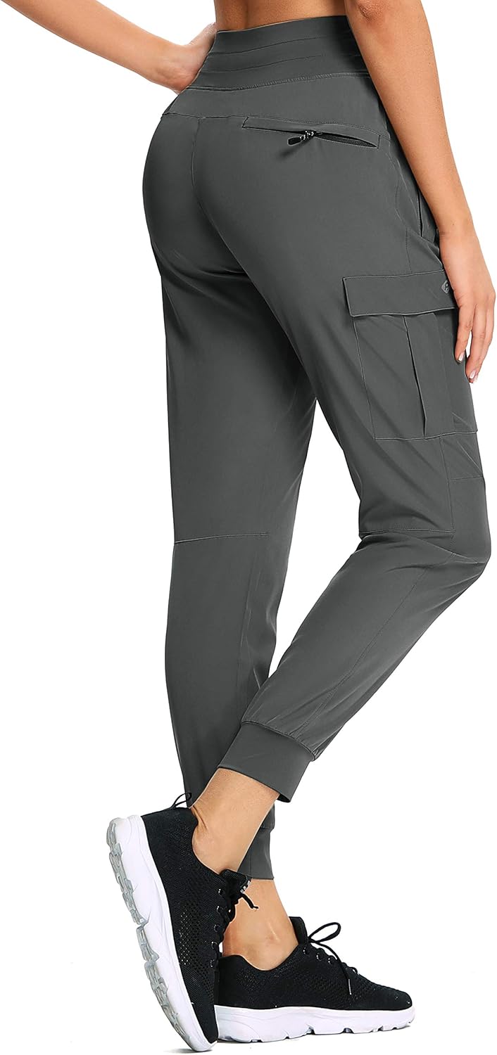 RlaGed Women’s Cargo Hiking Pants Lightweight Joggers Quick Dry Water Resistant Outdoor Fishing UPF 50 Zipper Pockets: Clothing