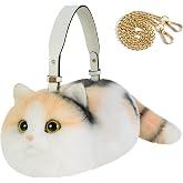Cat Crossbody Bag Realistic Cat Shaped Backpack with Adjustable Strap and Metal Chain, Gift for Girl,Sister,and Daughter