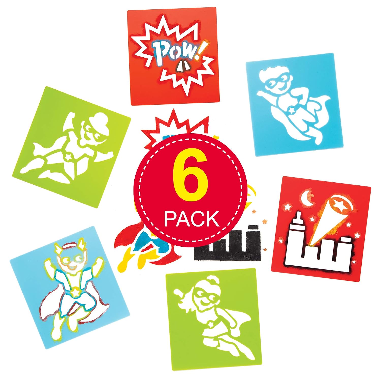Baker Ross Star Hero Stencils for Painting (Pack of 6) AW554, Washable Plastic Paint Stencil Set for Kids - Image 3