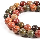 Nancybeads 60pcs 6mm Natural Picasso Jasper Gemstone Round Spacer Loose Stone Beads for Jewelry Making 15.5" 1 Strand (Picasso Jasper, 6mm 60Beads)