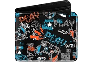 EXXBYELI Teen Boys Cool Wallet Funny Leather Wallets Credit Id Card Cash Holder Black Rfid Blocking Zipper Cute Kawaii Aesthetic Wallets With Coin Pocket Id Window For Teen Boy Male Youth Guys Men Teenager