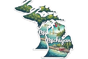 BLISS MONKEY CO. (2 Pack) Michigan State Shape Stickers - MI State Sticker - Choose from 50 States - 5 Inches On Longest Side - Premium Vinyl - for Cars, Skateboards, Laptops - Made in USA - BMCS1258