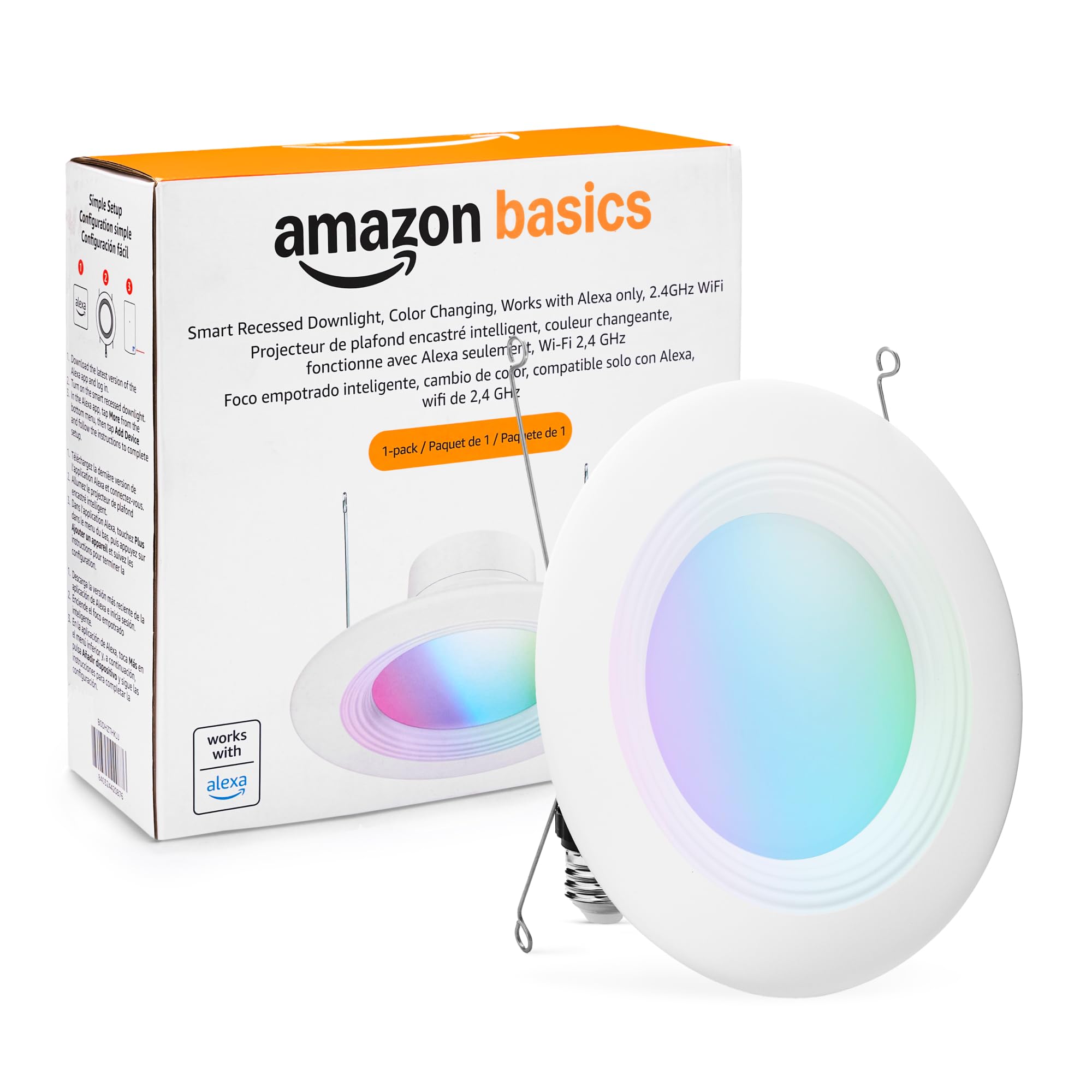 Photo 1 of Amazon Basics Smart E12 LED Bulb, 6.0 Watts, 2.4 GHz Wi-Fi only, Works with Alexa Only, 4 Pack, Multicolor