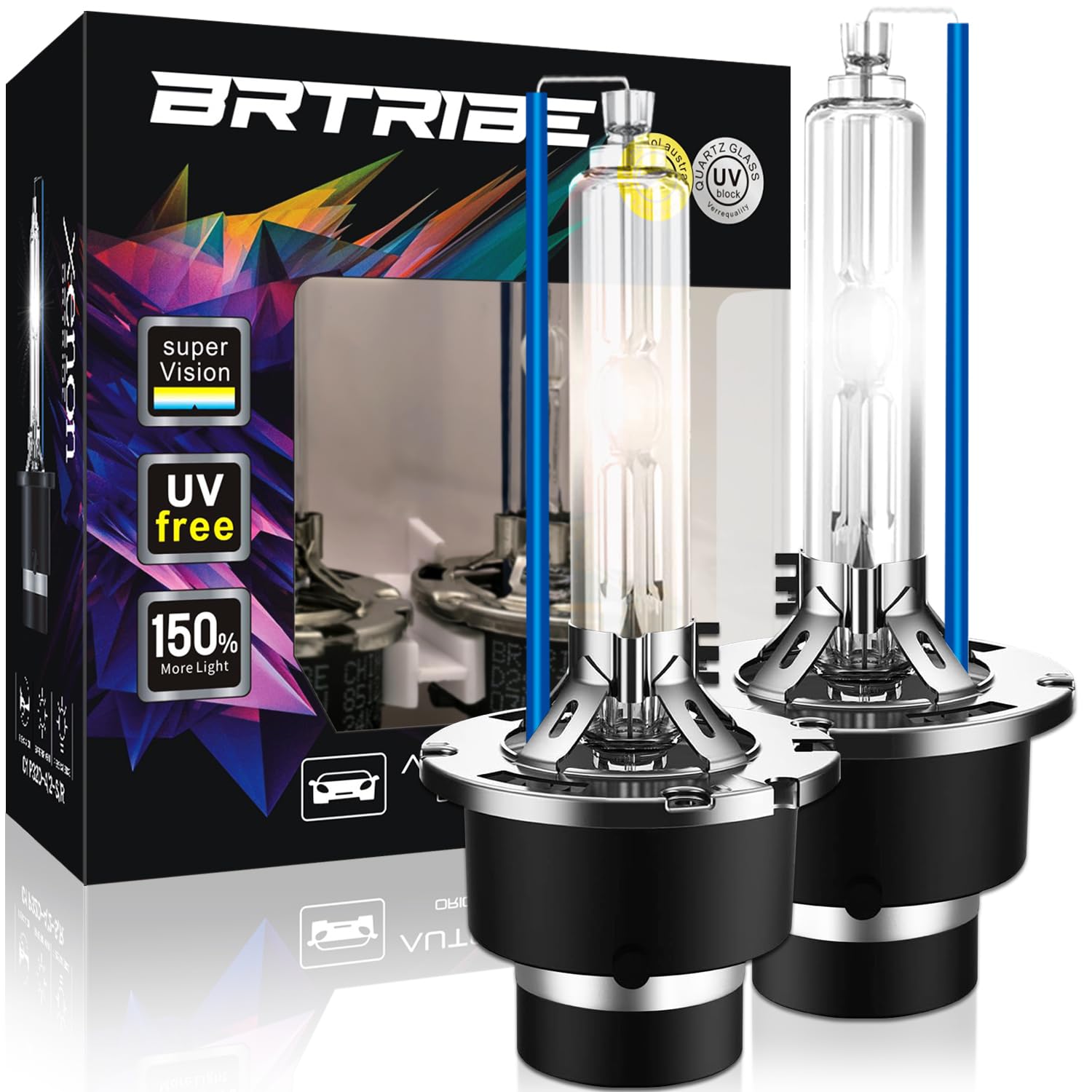 Photo 1 of BRTRIBE D4S Xenon Hid 35W Auto Headlight Bulbs 6000K Cool White 66440 42402 42402WX Replacement Rugged all-aluminum stand - Pack of 2