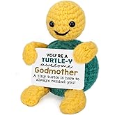 Funny Turtle Godmother Gifts from Godchild, Godmother Proposal Birthday Easter Basket Gifts, Mothers Day I Love You God Mother Present from Godchild Goddaughter, Cute Small Handmade Emotional Crochet