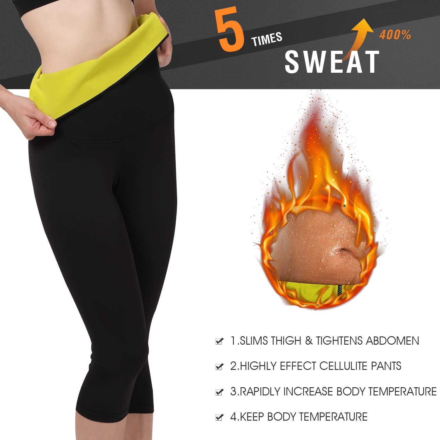 Gowhods Efficient Burning Waist Fat - Increasing Perspiration, Slim Waist Faster, Reducing Cellulite, Comfortable Sweat Weight Loss Suit for Lifting, Yoga, Cross Fit Workouts - XL