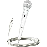 CAROL MUD-525 White XLR Wired Vocal Microphone for Karaoke – Dynamic Unidirectional Mic for Singing, Conference & Campus Use. Durable Design for Longevity, Includes Mic, 14.8ft XLR Cable & Switch
