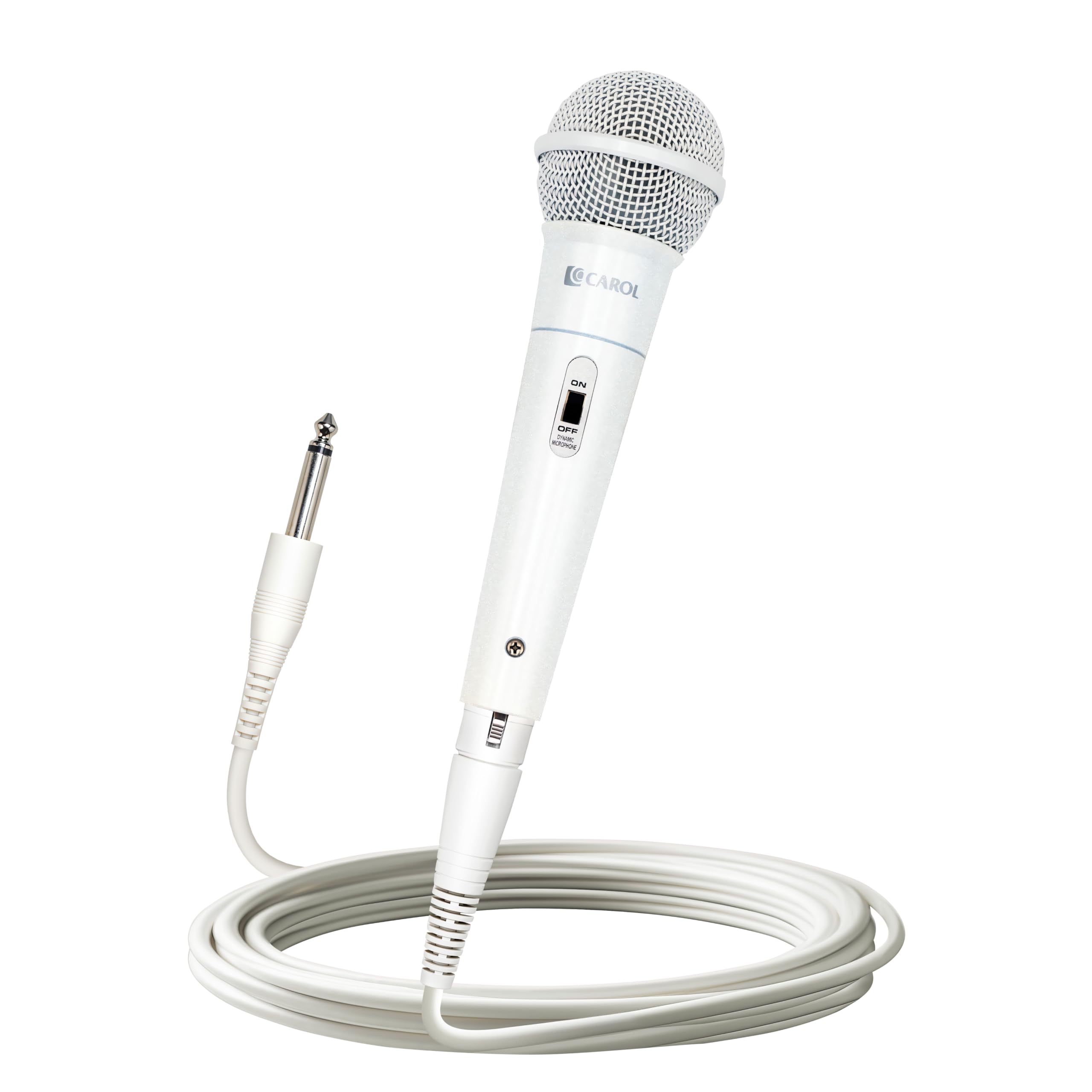 Photo 1 of CAROL MUD-525 White XLR Wired Vocal Microphone for Karaoke – Dynamic Unidirectional Mic for Singing, Conference & Campus Use. Durable Design for Longevity, Includes Mic, 14.8ft XLR Cable & Switch