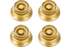 Banworks '50s Guitar Control Knobs 18-Spline Metric Knobs 6mm (15/64") 2 Tone 2 Volume Knobs Bell Top Hat Knobs for Epiphone Les Paul LP SG Style Electric Guitars Pack of 4 JT/XN-01 Golden