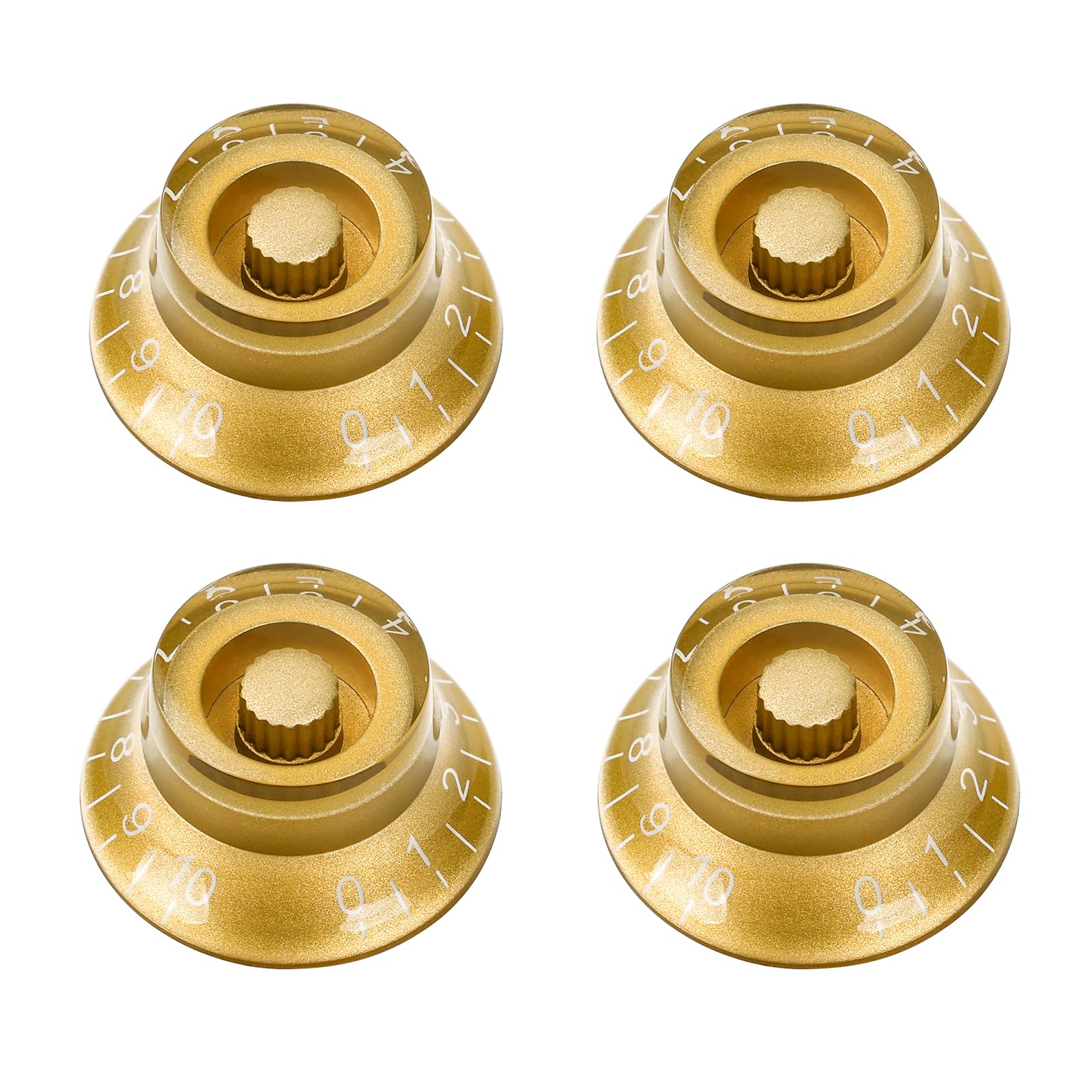 Banworks Electric Guitar Control Knobs 2 Tone 2 Volume '50s Style Knobs Top Hat Metric 6mm (15/64") 18-Spline Bell Top Hat Knobs for Epiphone Les Paul LP SG Electric Guitars Pack of 4 JT/XN-01 Golden
