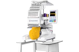 Smartstitch S-1201 Compact Embroidery Machine with 12 Needles, 1200SPM Max Speed, 10“ Screen, Wifi, 9.5"x12.6" Embroidery Area, Your First Commercial Embroidery Machine for Flat, Hat, T-shirt and more