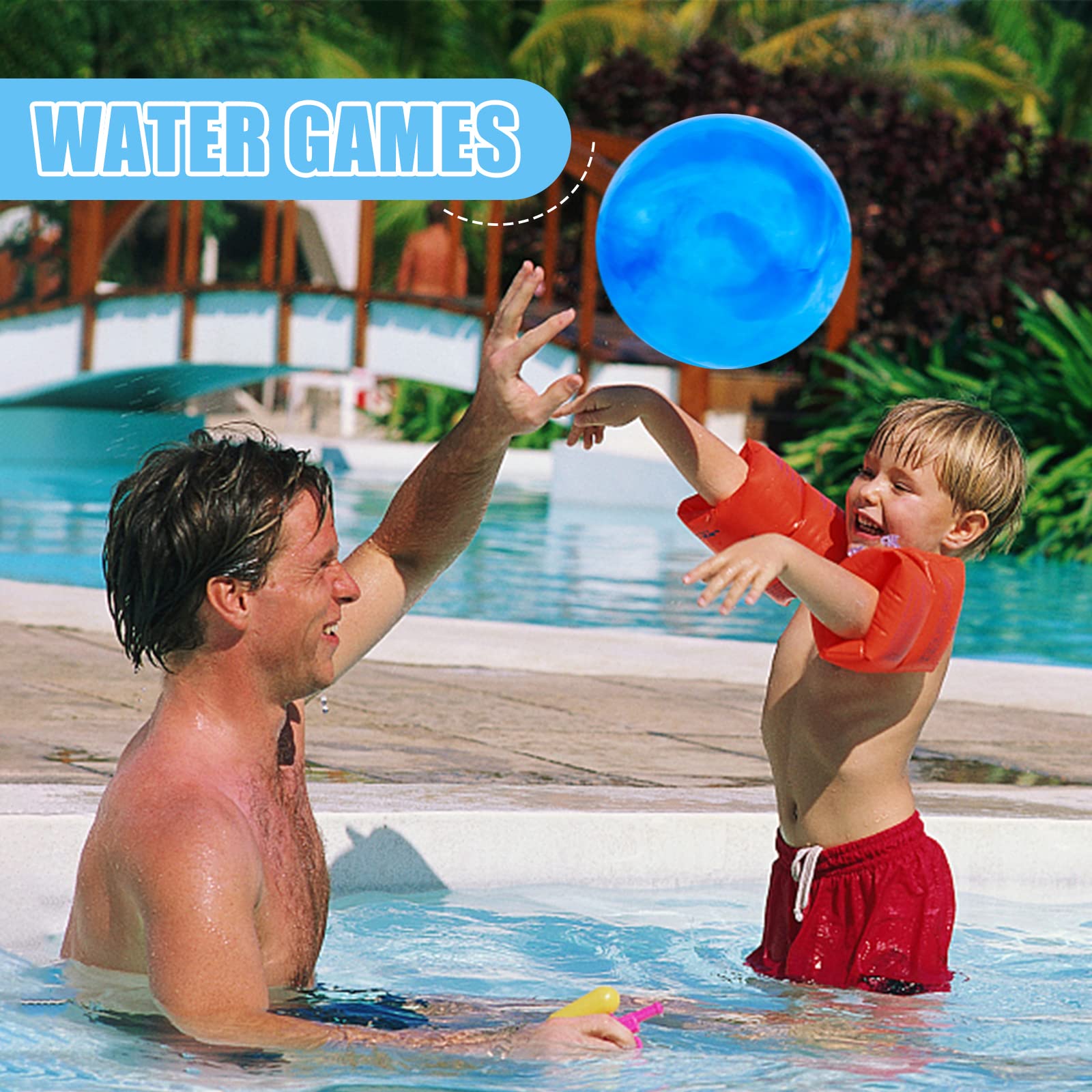 3 otters 6PCS Playground Balls, 8.5 Inches Beach Ball for Kids Inflatable Bouncy Balls with Air Pump, for Kids Adult Indoor Outdoor Sports Games