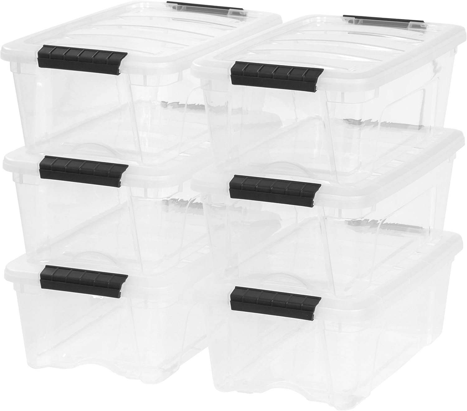 IRIS USA, Inc. TB-42 Stackable Clear Storage Box, 6 Pack, 12 Quart, 6 Stack and Pull (Renewed)