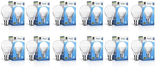 Wipro Tejas Base B22 9-Watt LED Bulb (Pack of 12, Cool Day Light) (Cool Day Light)