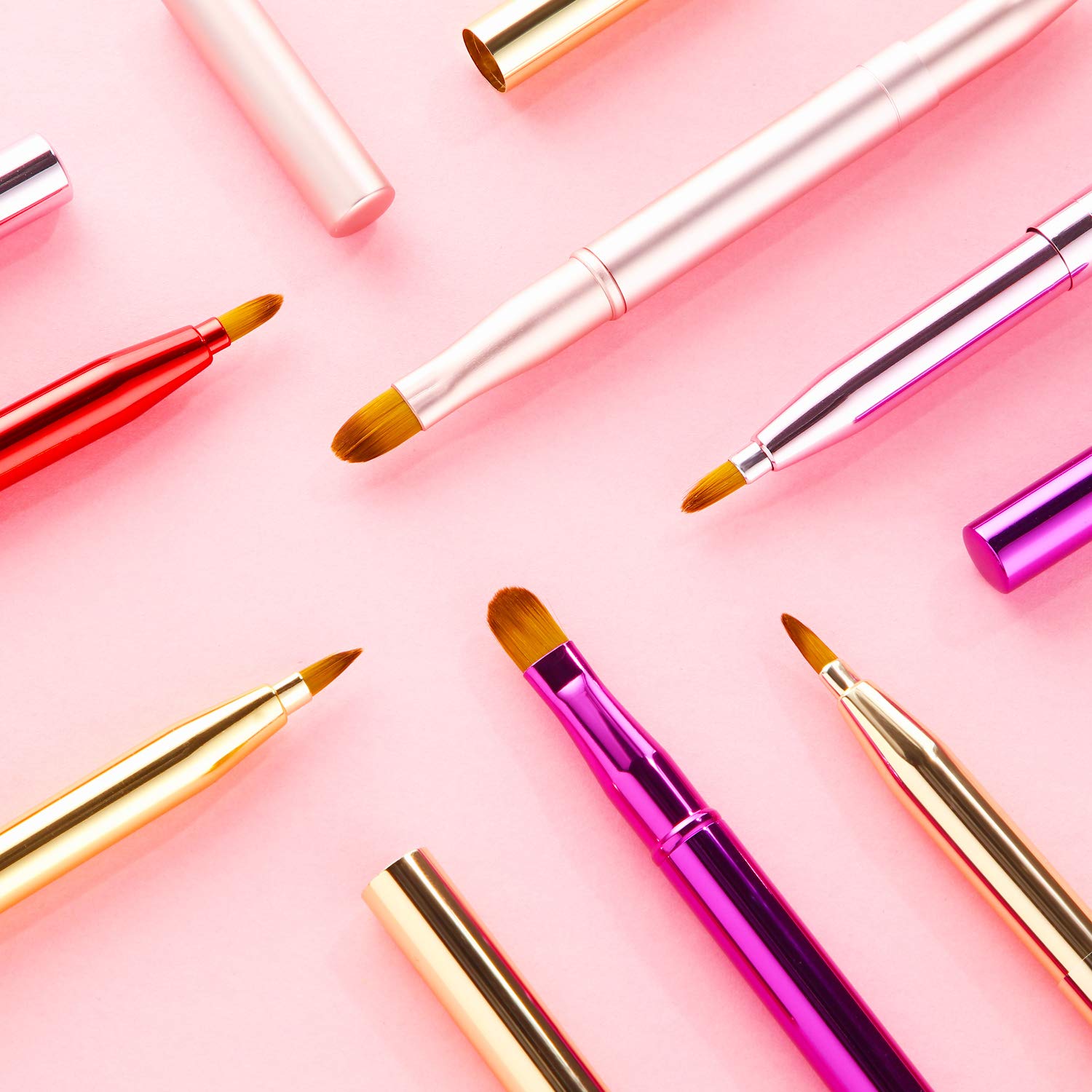 6 Pieces Retractable Lip Brush Lip Liner Brushes Dual End Lip Concealer Brush Retractable Lipstick Eyeshadow Makeup Travel Brush Tool: Beauty