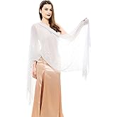 REEMONDE Womens Rhinestones Pashmina Shawls and Wraps for Evening Dresses Chiffon Shawl Sparkly Scarf
