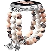 Newlibery Natural Stone Bracelet Beaded-Bands Women Compatible with Apple Watch 38mm 40mm 41mm 42mm (S10/11) Feminine Cute Handmade Stretch Strap for iWatch Series 11/10/9/8/7/6/5/4/3/2/1 SE 3/2/1