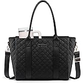 LOVEVOOK Teacher Tote Bag for Women, Quilted Work Tote Nurse Laptop Bag, Large Computer Shoulder Bags with Zipper for Travel