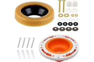 LOVPPY Toilet Flange with Wax Ring for Toilets, Toilet Flange Repair Kit for 4" and 5" Drain Pipe, Extra Wax Rings New Installation, Toilet Replacement Kit with Washers & Bolts for Plumbing Below Floor