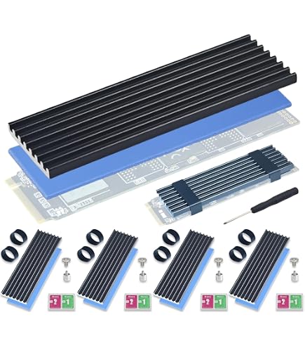 2-Pack M.2 SSD Heatsink Cooler With Thermal Pad - 70x22x6mm, Black