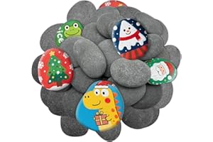 RITOLLO 26PCS River Rocks for Painting 2-3 Inch Flat Smooth Rocks to Paint Alphabet Natural Stones Bulk for Kids, Arts & Crafting Halloween Party Gift Fall Project