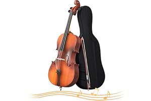 Doredo Cello 4/4, Full Size Cello for Adults,Students,Beginners, Acoustic Chello Instrument Set with Portable Bag, Bow, Rosin, Matte Wood