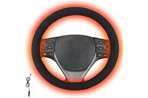 Housse de volant chauffante, cordon de 38,1 cm, housse de volant chauffante en daim, rechargeable par USB, chauffage rapide e