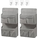 Someteth Wall Hanging Organizer – Over The Door Storage & Behind Door Organizer for Dormitory, Bathroom, Bedroom, Kitchen, Nursery, Space-Saving (Grey, 2 Pack)