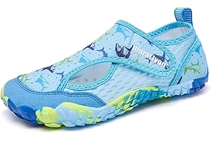JouraLiyon Kids Water Shoes for Boys & Girls, Toddler to Big Kids Swim Shoes with Adjustable Hook and Loop Strap, Non-Slip Ru