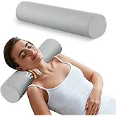 Sino Salected Memory Foam 4" Round Pillow, Cervical Neck Pillow for Pain Relief, Cylinder Cooling Pillows 18"×4", Neck Roll Pillow for Sleeping, Removable Cover, Porous Dots