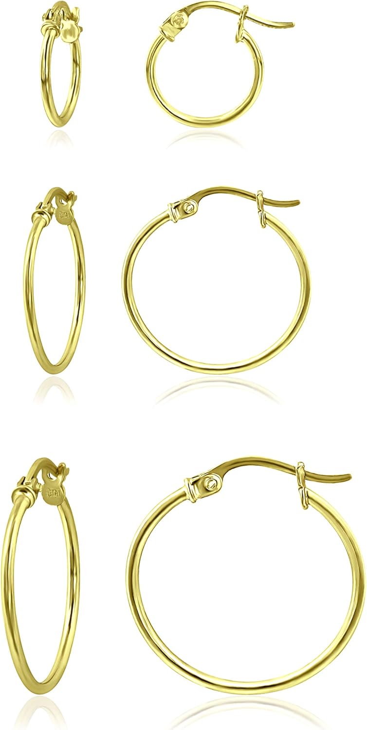 Sterling Silver Thin Lightweight Small Round Tube Hoop Earrings, 12mm-15mm