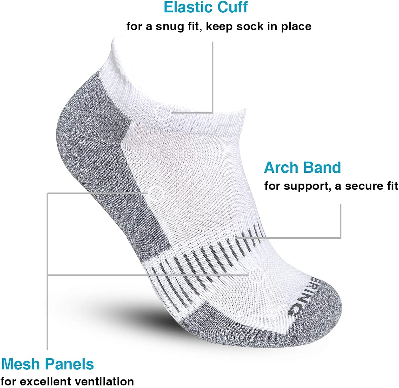 BERING Men's Performance Athletic Low Ankle Running Socks (6 Pack): Clothing