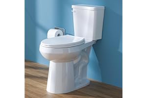 HOMLYLINK Tall Toilet 19 Inch for Seniors, ADA High Toilets, Comfort Bowl Heigh 19", Seat Height 20", Two-Piece Single Flush 1.28 GPF, 12 Inch Rough-in, White Color, for Small Bathroom