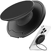 Sinjimoru for MagSafe Phone Grip — 3000G Magnetic Hold, Soft Silicone Comfort, Metal Plate Included, iPhone 17/16/15/14/13, M-Tap Tok Ring Stand Black