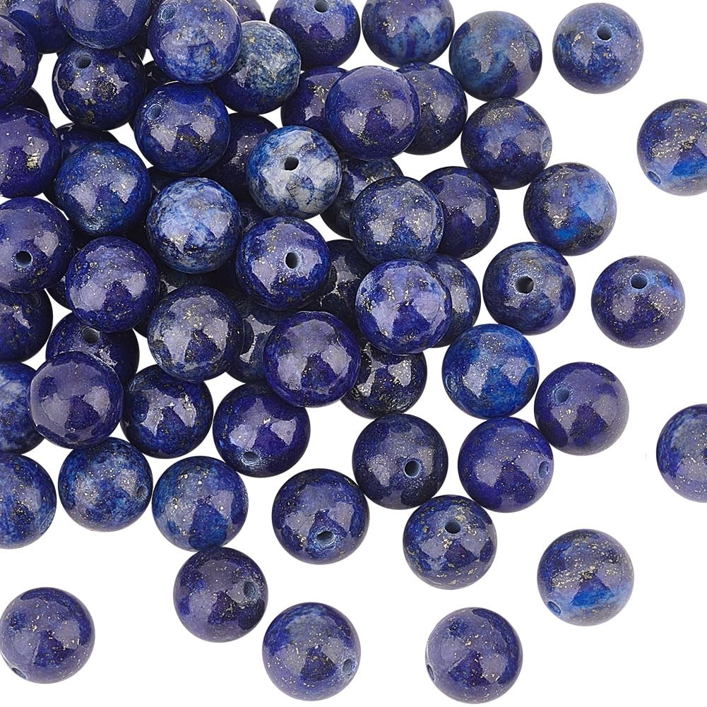 OLYCRAFT 88~96pcs 8mm Natural Lapis Lazuli Beads Blue Rock Bead Strands Round Loose Gemstone Beads Energy Stone for Bracelet Necklace Jewelry Making